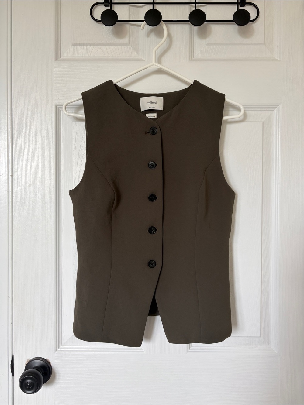 Aritzia Regal Vest in Dark Olive (Crepette)